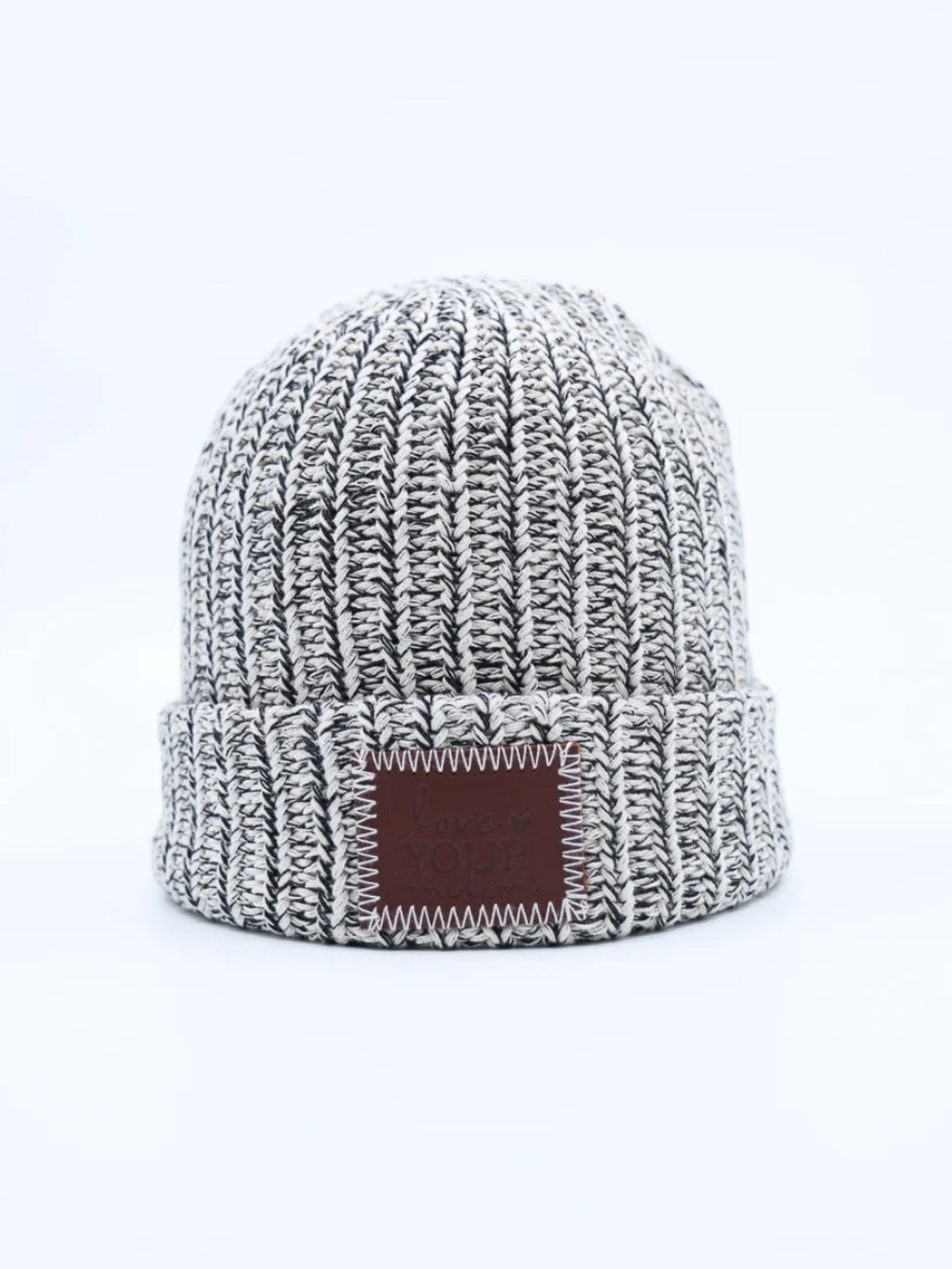 Classics Cuffed Beanie Love Your Melon Black Speckled Leather Patch
